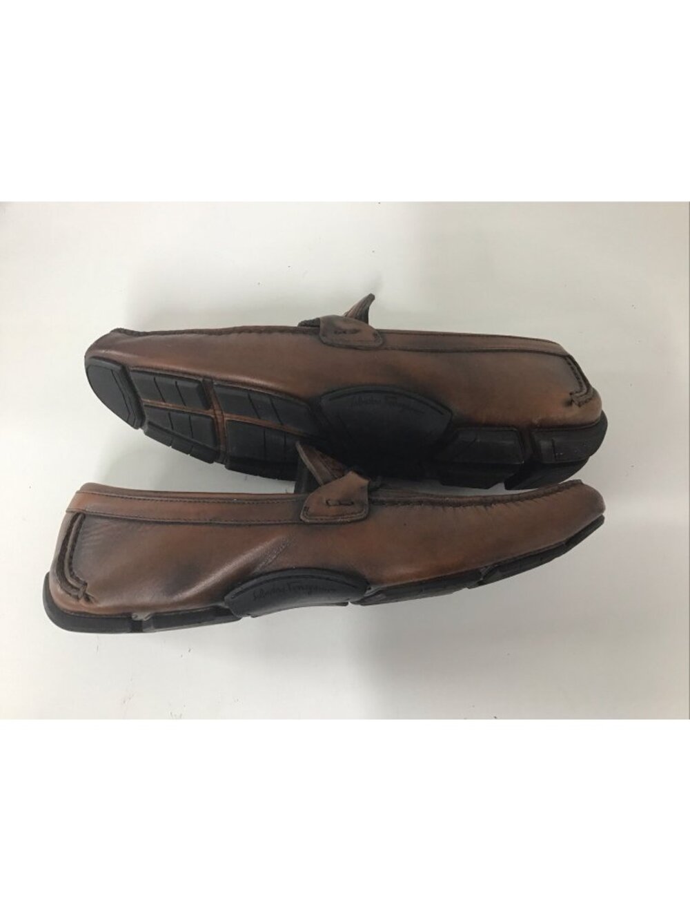 Saks Fifth Avenue Brown Woven Leather Driving Loafers Horsebit Men’s 9.5 M B24